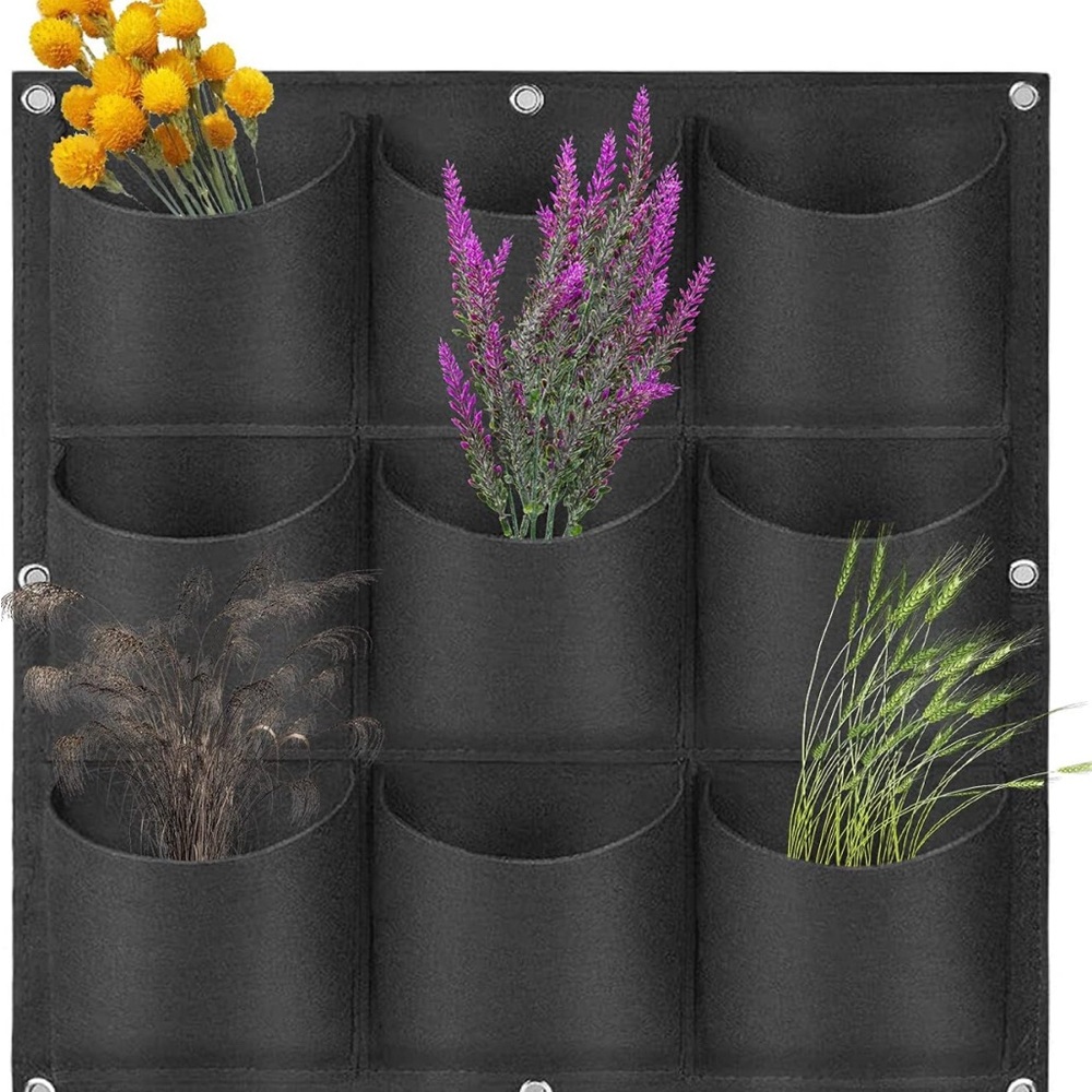 2 Black Wall Hanging Planter Organizer